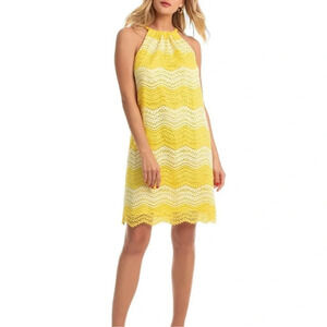 Trina Turk Retreat Yellow Sheath Dress Halter Size XL Bow